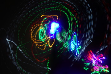 Lights in motion at night as an abstract background.