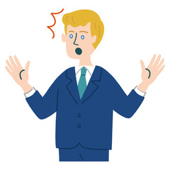 スーツ　金髪　男性　びっくり