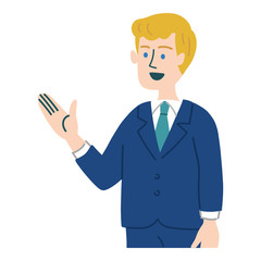 スーツ　金髪　男性　説明