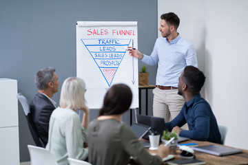 Businesspeople Looking At Man Explaining