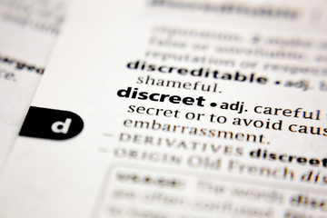 Word or phrase discreet in a dictionary.
