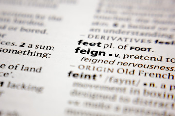 Word or phrase feign in a dictionary.