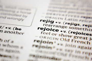 Fototapeta premium Word or phrase rejoice in a dictionary.
