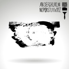 Black brush stroke and texture. Grunge vector abstract hand - painted element. Underline and border design.