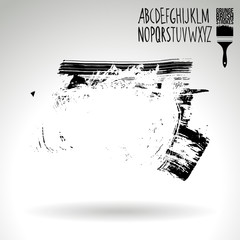 Black brush stroke and texture. Grunge vector abstract hand - painted element. Underline and border design.