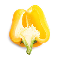 Cut yellow bell pepper isolated on white