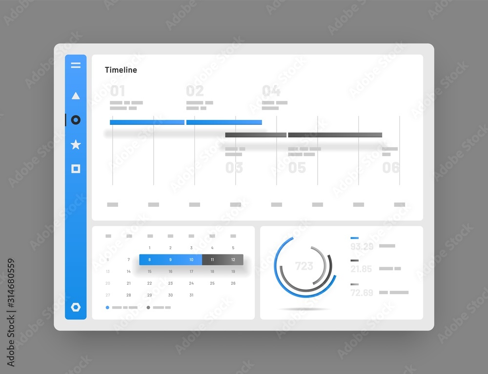 Poster web app dashboard ui and ux kit. elements of infographics use in presentation templates, mobile app 