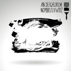 Black brush stroke and texture. Grunge vector abstract hand - painted element. Underline and border design.