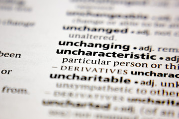 Word or phrase uncharacteristic in a dictionary.
