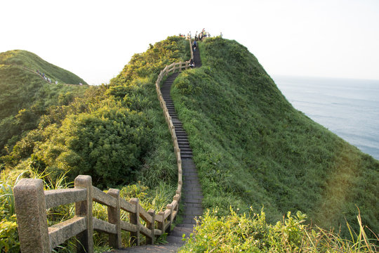 Landscape View of The Northeast Coast of Taiwan on Bitou Cape Hiking Trail , New Taipei City, Taiwan