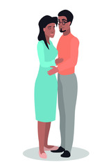 A young African American hugs his girlfriend. Ideal for Valentine's Day.