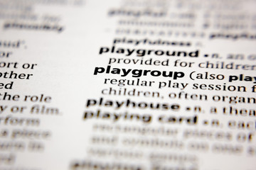 Word or phrase playgroup in a dictionary.