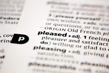 Word or phrase pleased in a dictionary.
