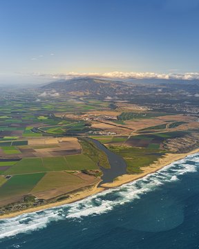 Vertical aerial shot of Salinas Valley in California, United States