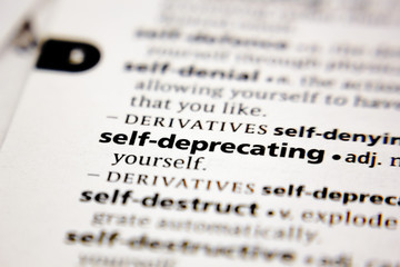 Word or phrase self-deprecating in a dictionary.