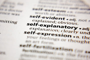 Word or phrase self-explanatory in a dictionary.