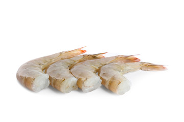 Fresh raw shrimp isolated on white. Healthy seafood