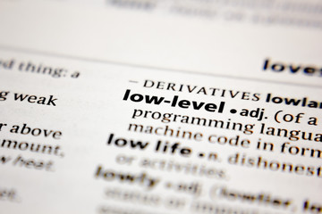 Word or phrase low-level in a dictionary.