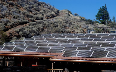 Solar panels on a traditional building roof