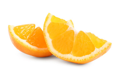 Cut fresh juicy tangerine isolated on white