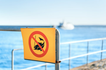 No fishing sign in a port or marina in Helsingborg in Sweden