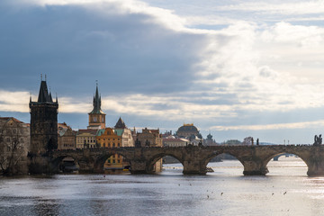 View of the Charles Bridge in Prague, Czech republic