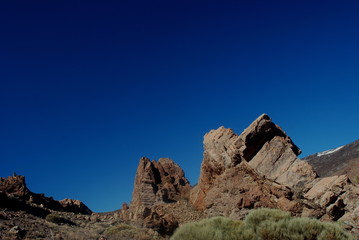 Teide National Park rocks showing their volcanic nature with attractive shapes and colours