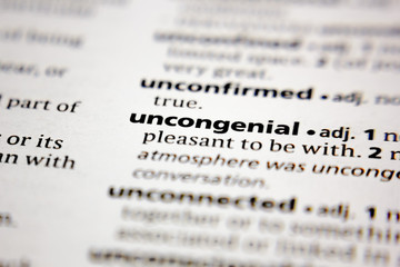 Word or phrase uncongenial in a dictionary.