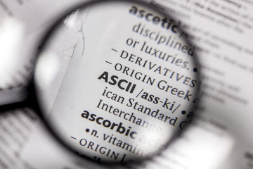 The word or phrase ASCII in a dictionary.