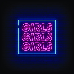 Girls Neon Signs Style Text Vector