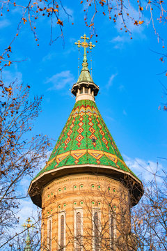 the tower of the cathedral in Timisoara