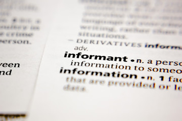 Word or phrase informant in a dictionary.