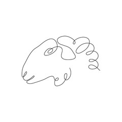 One line sheep head design silhouette. Logo design. Hand drawn minimalism style vector illustration.