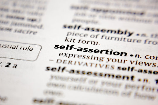 Word or phrase self-assertion in a dictionary.