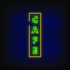 Cafe Neon Signs Style Text Vector