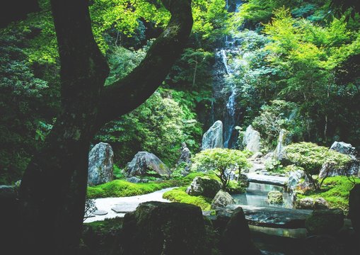 Zen Garden In A Temple In Hiroshima, Japan