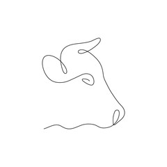 One line cow head design silhouette.Hand drawn minimalism style vector illustration