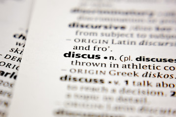 Word or phrase discus in a dictionary.