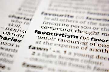 Word or phrase favouritism in a dictionary.