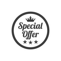 Special offer label on white background.
