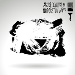 Black brush stroke and texture. Grunge vector abstract hand - painted element. Underline and border design.