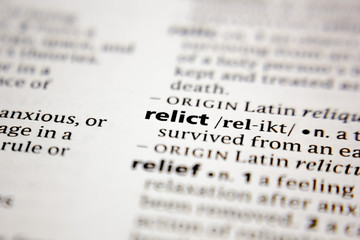Word or phrase relict in a dictionary.
