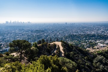 High angle shot of the city of Los Angeles from the famous Griffith Observatory