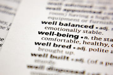 Word or phrase well-being in a dictionary.