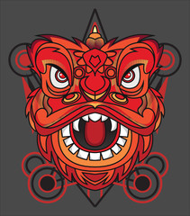 Chinese lion dance with the concept of geometry