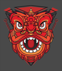 Chinese lion dance with the concept of geometry