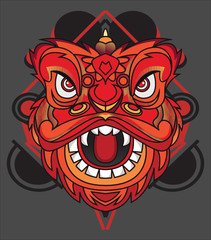 Chinese lion dance with the concept of geometry