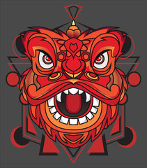 Chinese lion dance with the concept of geometry
