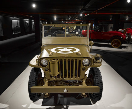 Willys MB 1944. U.S. Army Truck. All terrain vehicle of the Second world war. Retro car on exhibition. Classic Car exhibition - Heydar Aliyev Center, Baku, Azerbaijan - 26,04,2017