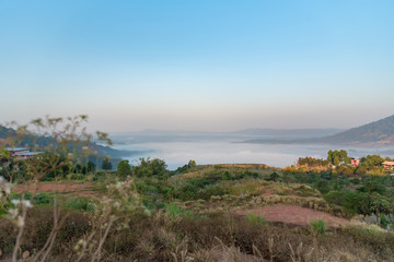 Fototapeta na wymiar View of mountains and reservoirs at Khao Kho, Phetchabun, Thailand